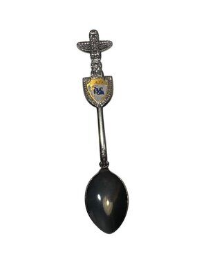 Collector Spoon With Totem Pole Handle & Enamel Shield Design Japan